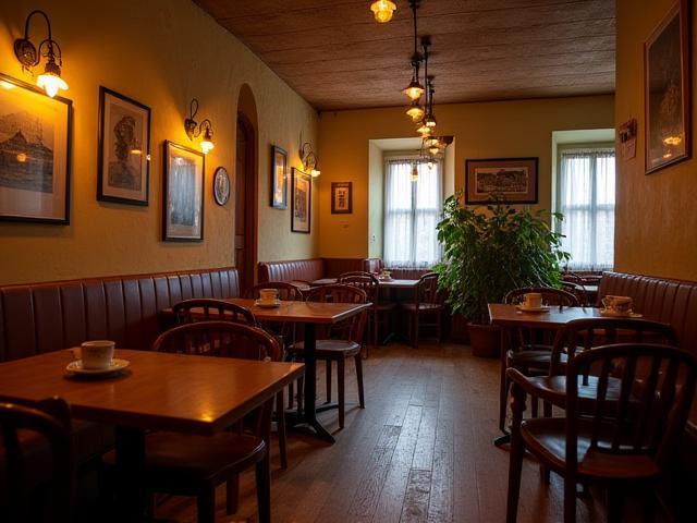 Cozy interior of a hidden café in Prague