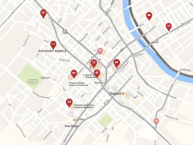 Static map image of Prague city center, showing main landmarks and streets